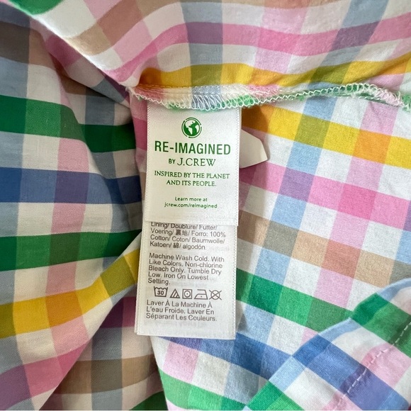 J. Crew Pastel Colors Gingham Print Maxi Dress Size 2 - Picture 10 of 12